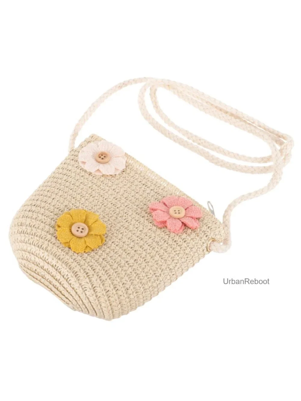 Little Girls Straw Crossbody Bag Handwoven Summer Shoulder Purse Woven Beach